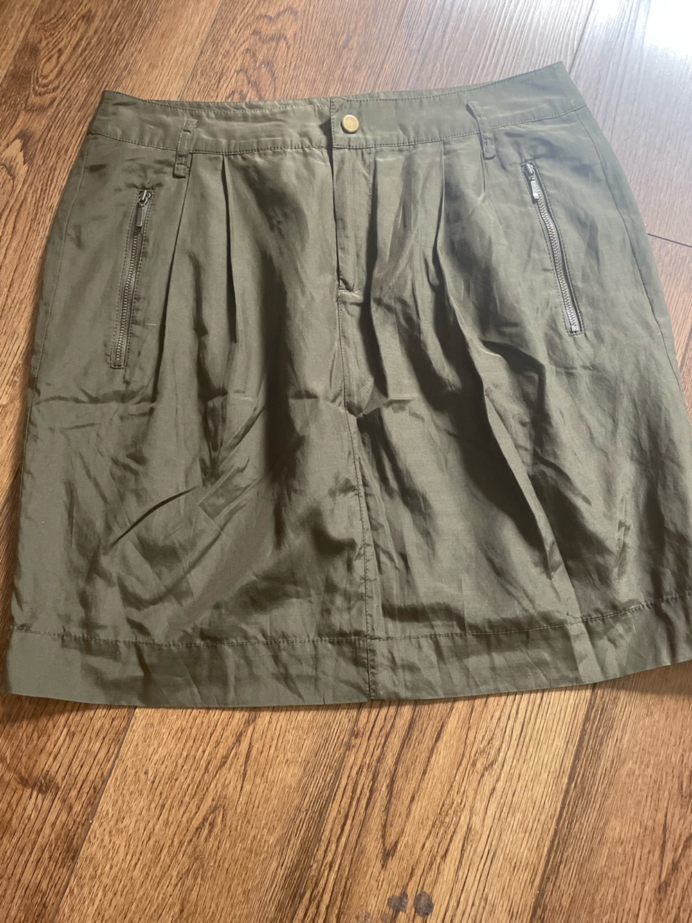 Banana Republic Olive Green Silk-Cotton Utility Mini Skirt NWT